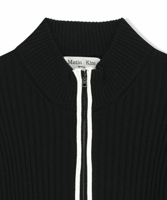 HAND STITCH SLIM FIT KNIT ZIP UP