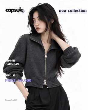 Zipper cardigan - Grey