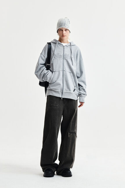 RAW CUT APPLIQUE HOODY ZIP UP