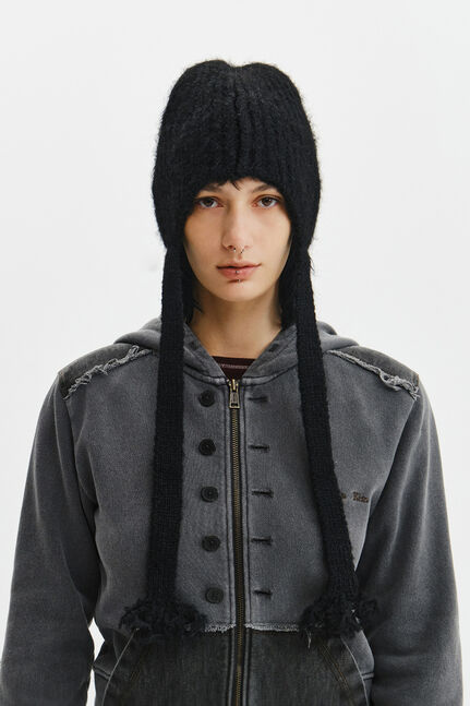 TASSEL TIE KNIT BEANIE