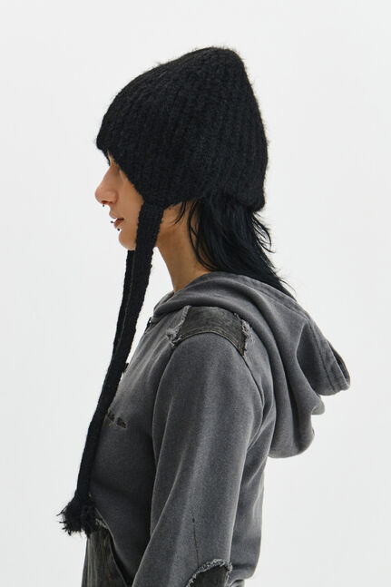 TASSEL TIE KNIT BEANIE