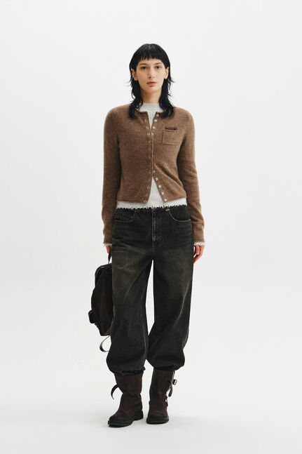 NEP YARN MINI POCKET KNIT CARDIGAN