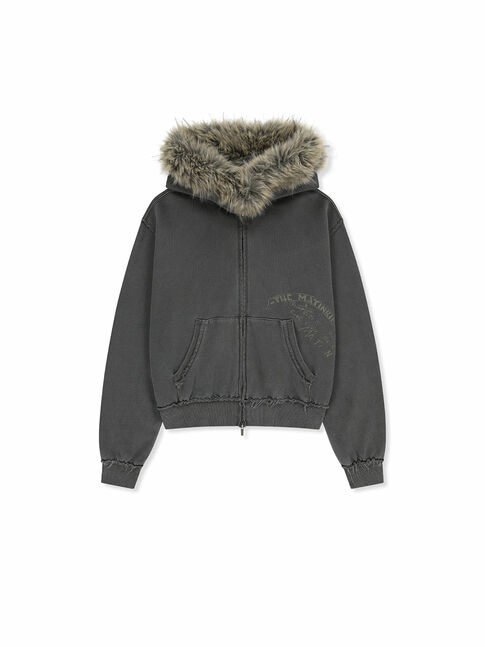 VINTAGE GRAFFITI FUR-TRIM HOODY ZIP UP