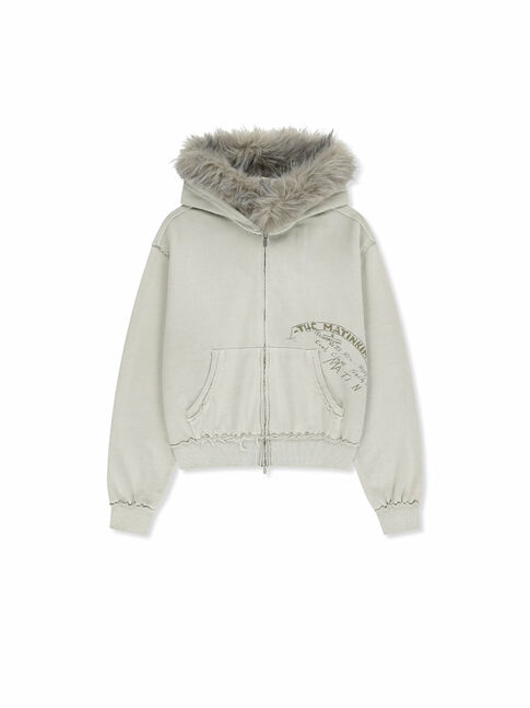 VINTAGE GRAFFITI FUR-TRIM HOODY ZIP UP