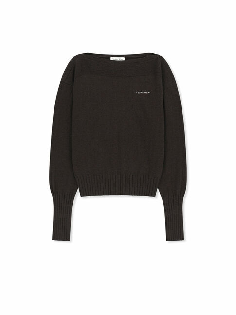 BOAT NECK VOLUME SLEEVE KNIT PULLOVER