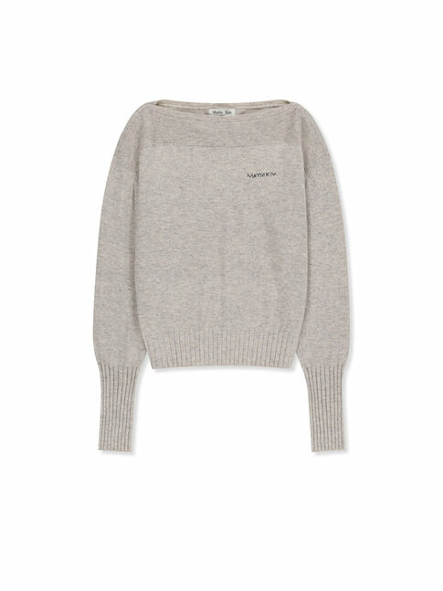 BOAT NECK VOLUME SLEEVE KNIT PULLOVER