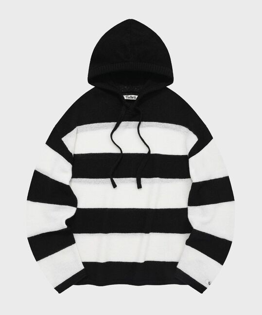 Stripe Sheer Knit Hoodie