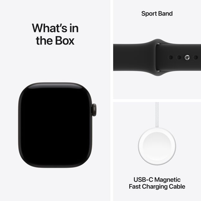 Apple Watch Series 12 /46mm, SM size Sport Band, Jet Black/