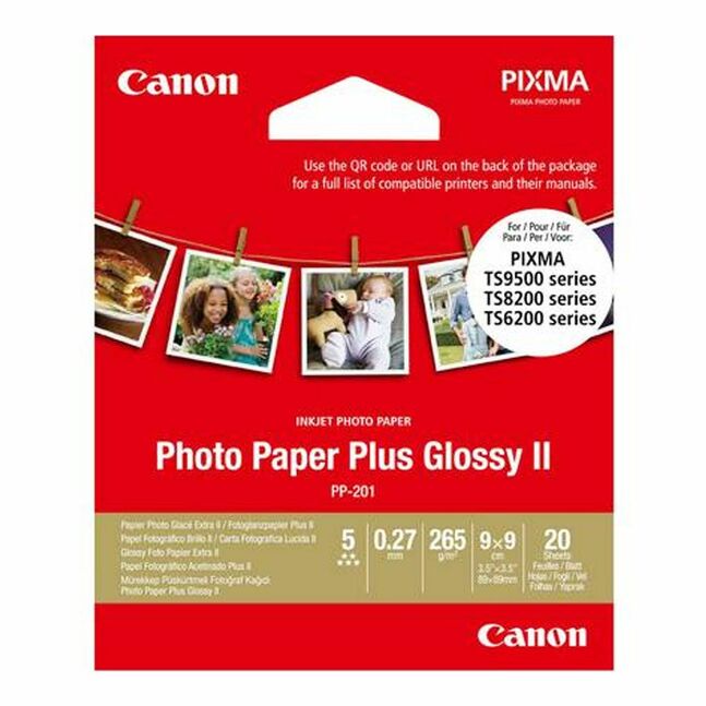 Canon Photo Paper Plus Glossy II, PP-201 Square 3.5inch (20 sheets) 