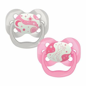 Dr.Brown's Advantage Pacifier - Stage 1, Glow in the Dark - Pink, 2-Pack